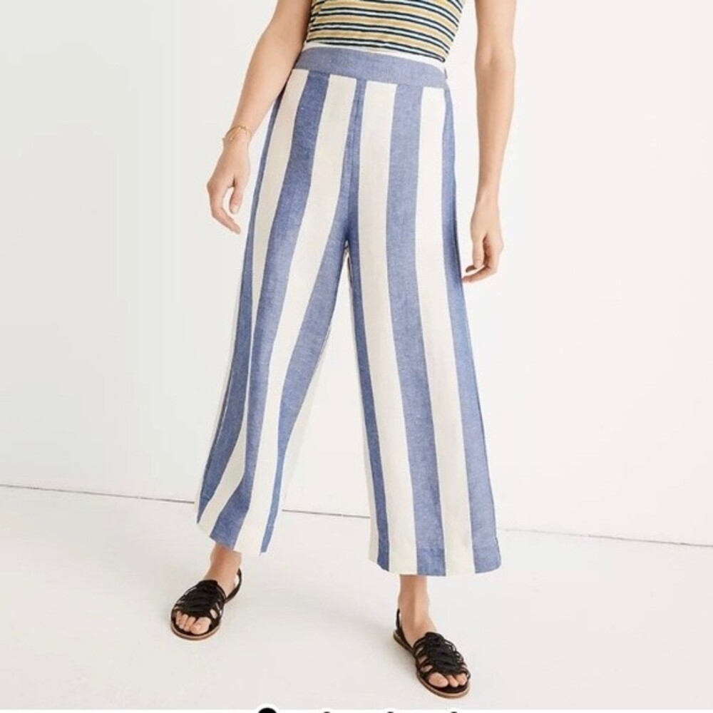 Madewell Blue and White Striped Cropped Pants